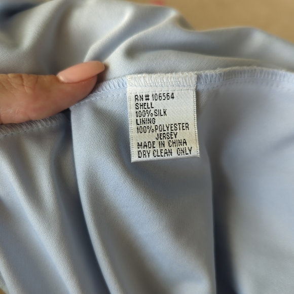 100% SILK Floral Blue Purple Cowl Neck slip formal dress ruffle - Picture 3 of 9